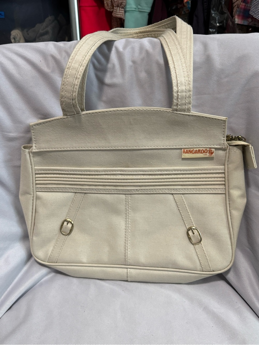 Vintage Sarne Kangaroo White Canvas Tote Bag w/ Matching Coin Pouch - Taiwan